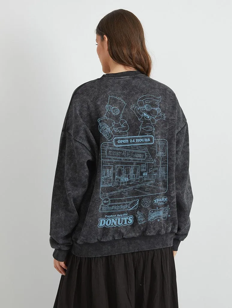 The Simpsons Kiwk-E-Mart Sweatshirt In Acid Wash sold by Skinnydip London
