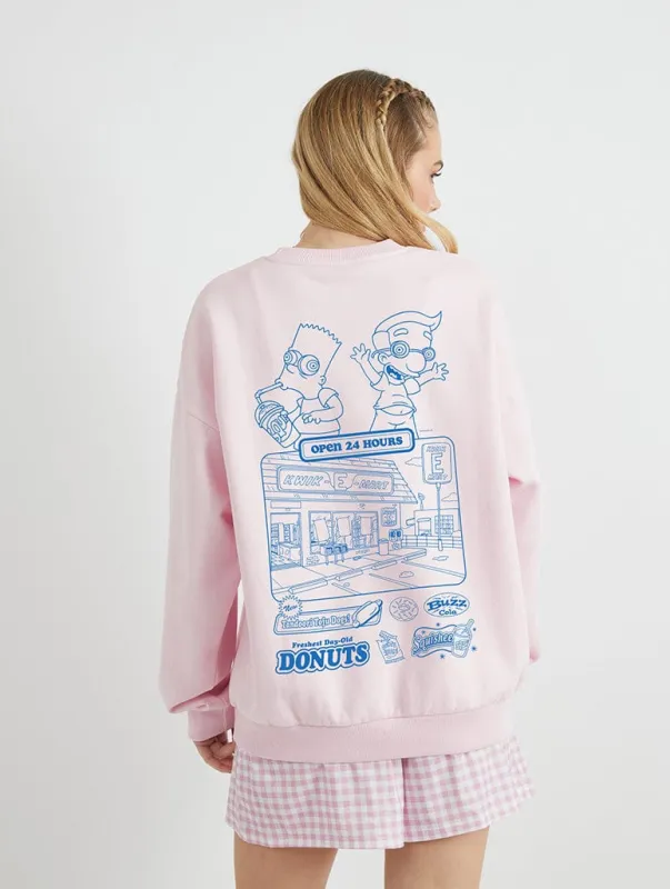 The Simpsons Kiwk-E-Mart Pink Sweatshirt sold by Skinnydip London