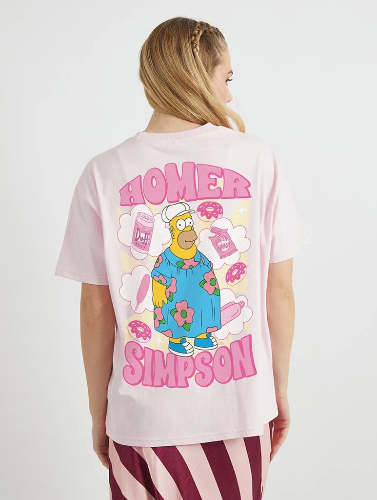 The Simpsons Homer In A Dress T-Shirt In Pink sold by Skinnydip London