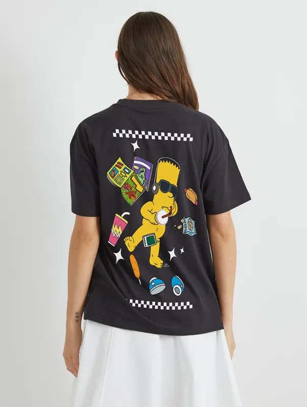 The Simpsons Bart Snacks T-Shirt In Black sold by Skinnydip London