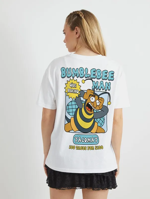 The Simpsons x Skinnydip Bumblebee Man T-Shirt in White sold by Skinnydip London