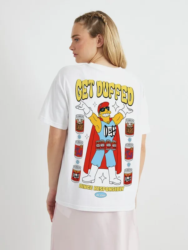 The Simpsons x Skinnydip Duffman T-Shirt in White sold by Skinnydip London