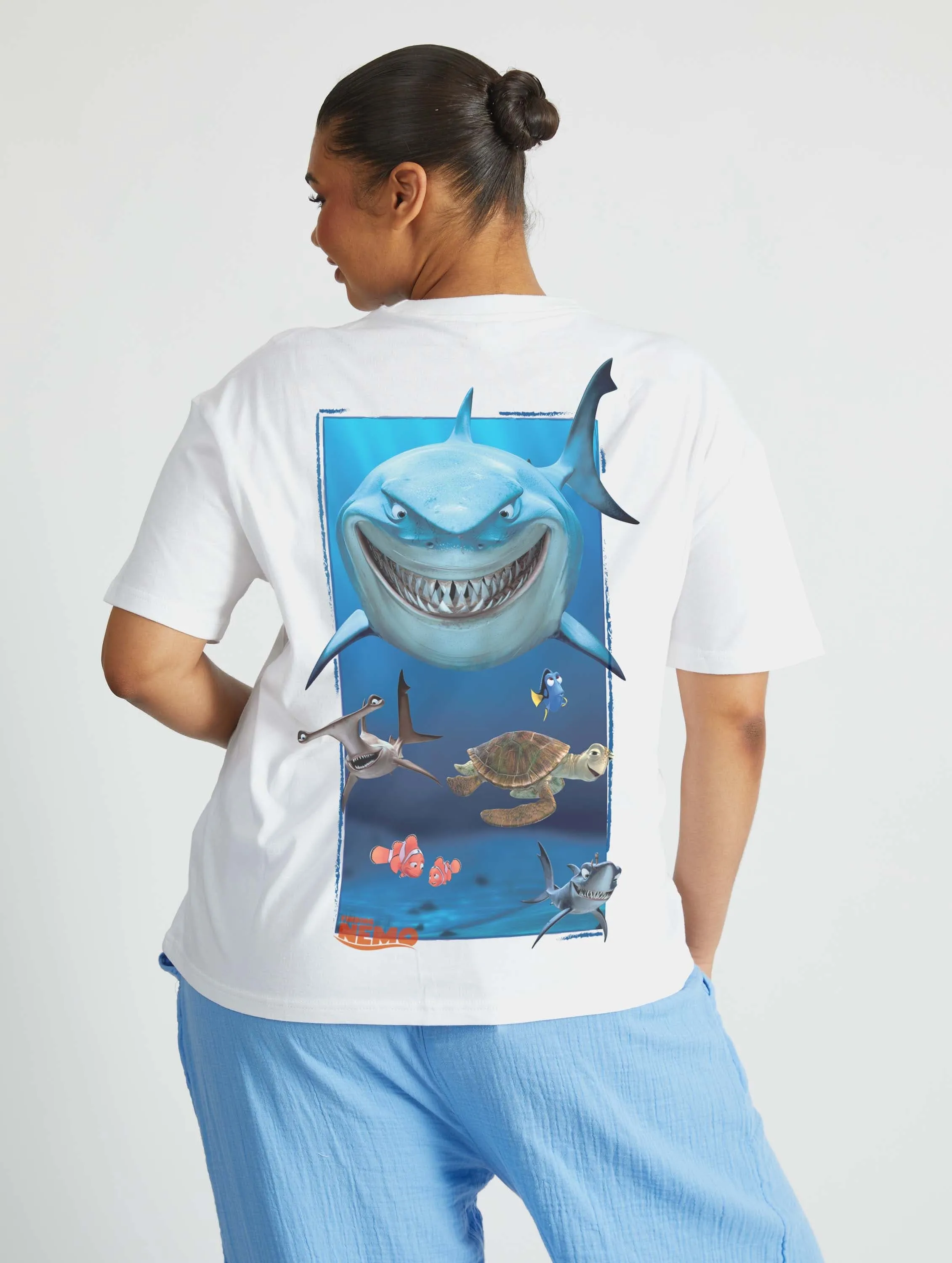 Disney Finding Nemo Shark Poster T-Shirt In White sold by Skinnydip London