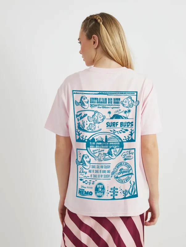Disney Finding Nemo Australian Big Reef T-Shirt In Pink made by Skinnydip London