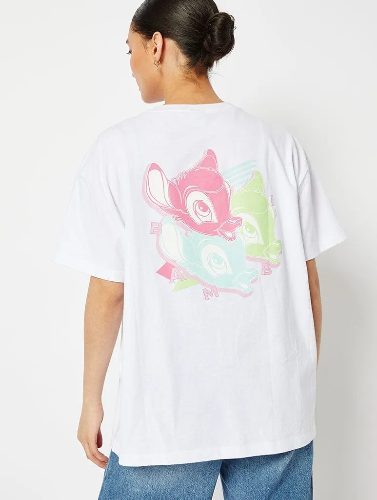 Disney Bambi Oversized T-Shirt In White sold by Skinnydip London product image thumbnail 3