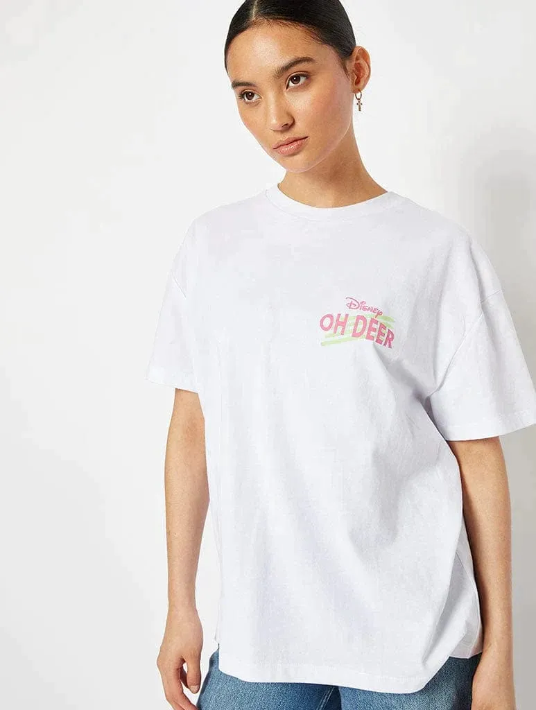 Disney Bambi Oversized T-Shirt In White sold by Skinnydip London product image thumbnail 2