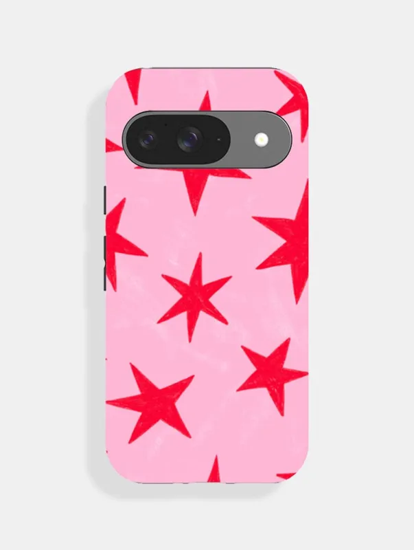 Pink & Red Stars Ultra Protective Google Pixel Case sold by Skinnydip London