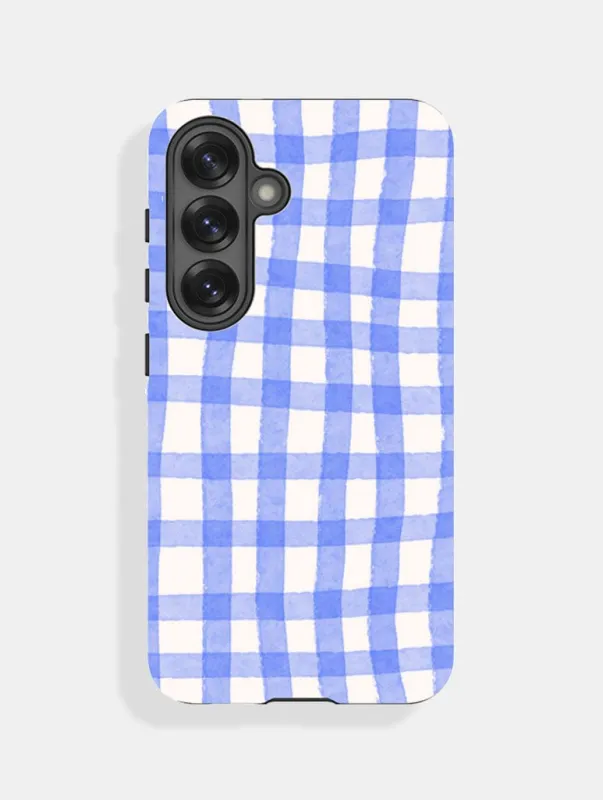 Blue Gingham Ultra Protective Samsung Case sold by Skinnydip London