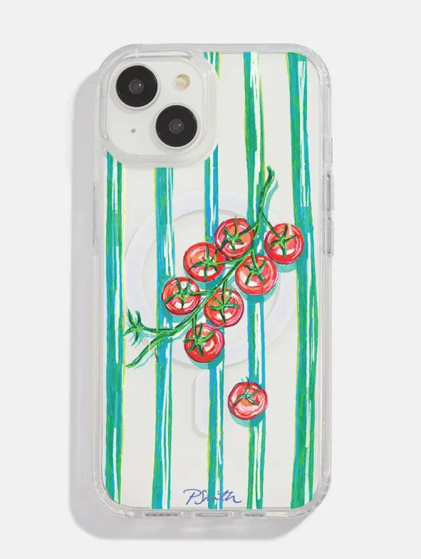Pippa Smith Studio x Skinnydip Tomatoes On Green Stripes MagSafe iPhone Case made by Skinnydip London