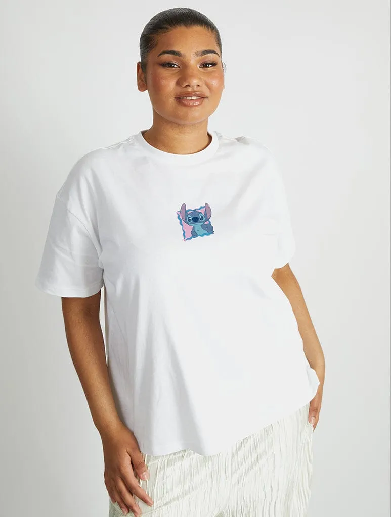 Disney Stitch Summer Patchwork T-Shirt In White sold by Skinnydip London product image thumbnail 2