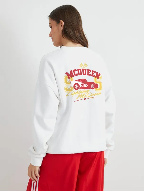 Disney Lightning McQueen Varsity Sweatshirt In White sold by Skinnydip London