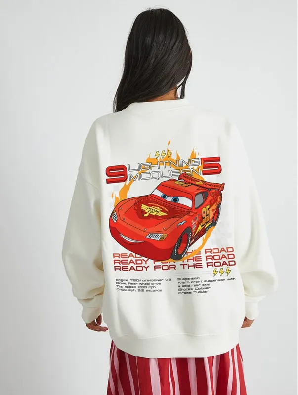 Disney Cars Lightning McQueen Poster Sweatshirt In White made by Skinnydip London
