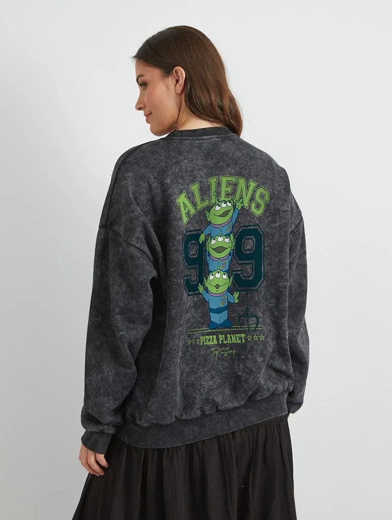 Disney Toy Story Aliens Varsity Sweatshirt In Acid Wash sold by Skinnydip London