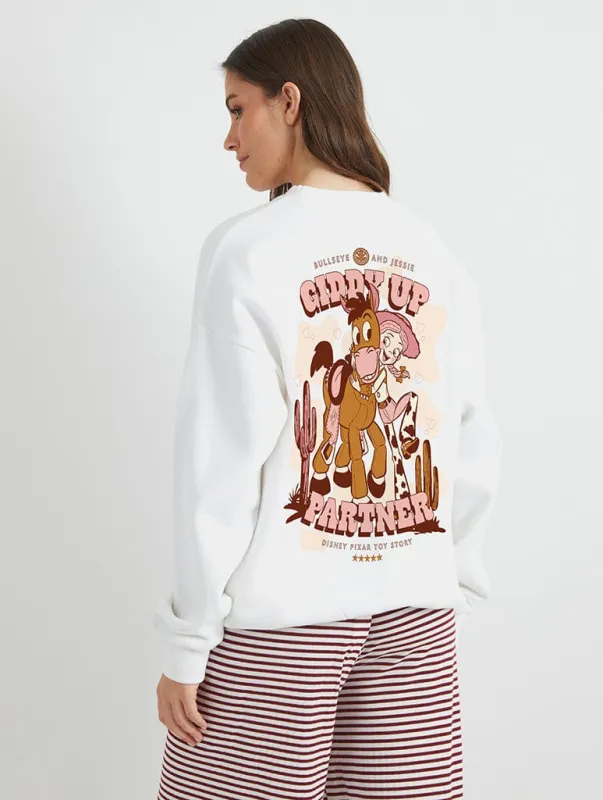 Disney Toy Story Jessie and Bullseye Giddy Up Sweatshirt In White sold by Skinnydip London