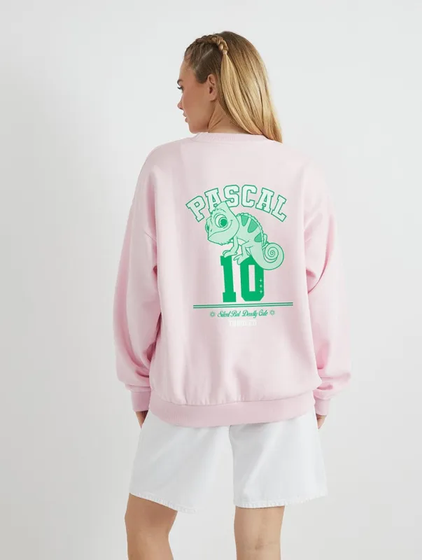 Disney Pascal Varsity Sweatshirt In Pink sold by Skinnydip London