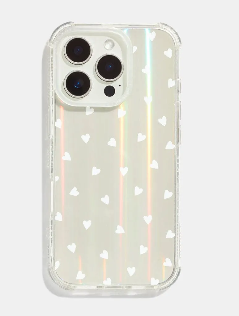 White Ditsy Hearts Holo Shock iPhone Case sold by Skinnydip London