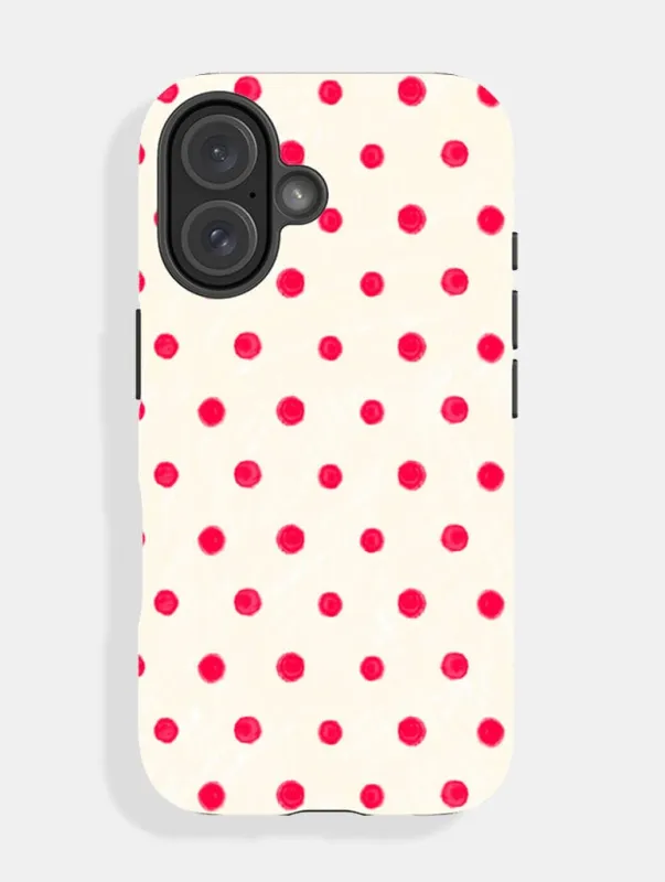 Red And Cream Painted Polka Dot Ultra Protective iPhone Case sold by Skinnydip London