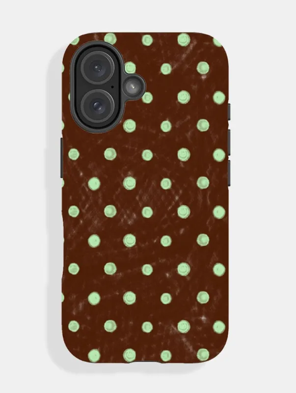 Mint And Brown Painted Polka Dot Ultra Protective iPhone Case sold by Skinnydip London