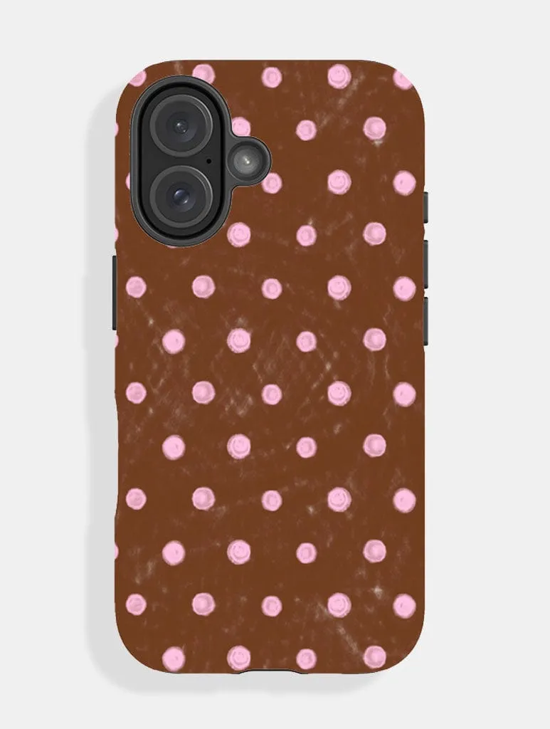 Pink And Brown Painted Polka Dot Ultra Protective iPhone Case sold by Skinnydip London