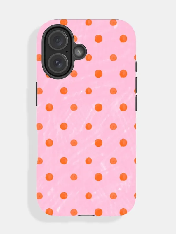 Orange And Pink Painted Polka Dot Ultra Protective iPhone Case sold by Skinnydip London