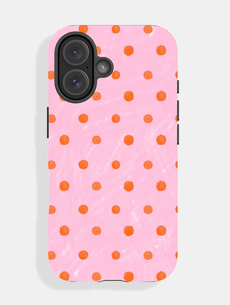Orange And Pink Painted Polka Dot Ultra Protective iPhone Case sold by Skinnydip London