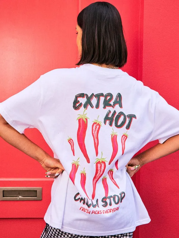 Chilli Stop T-Shirt In White sold by Skinnydip London