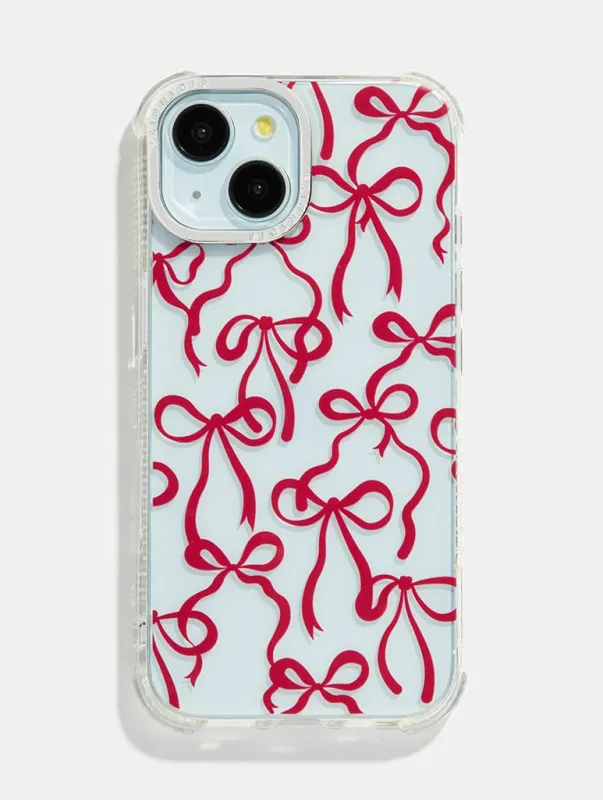 Burgundy Bows Shock iPhone Case sold by Skinnydip London
