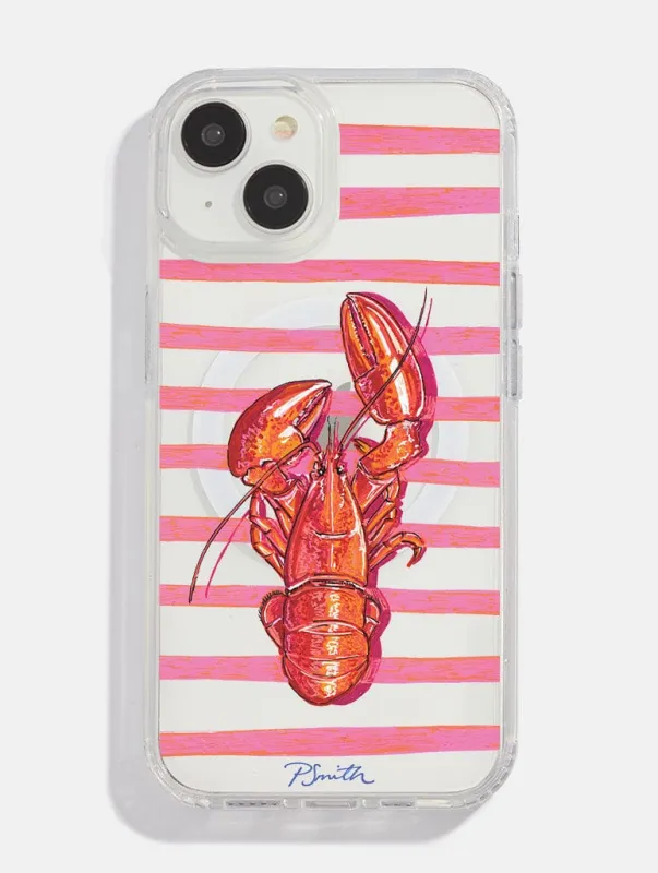 Pippa Smith Studio x Skinnydip Lobster On Pink Stripes MagSafe iPhone Case sold by Skinnydip London