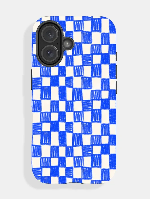 Blue Sketchy Checkerboard Ultra Protective iPhone Case sold by Skinnydip London