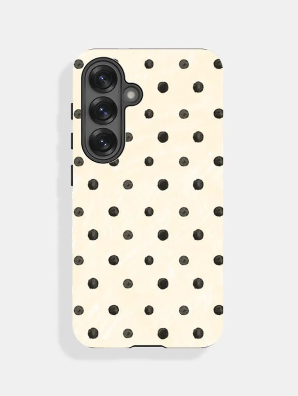Cream And Black Painted Polka Dot Ultra Protective Samsung Case sold by Skinnydip London