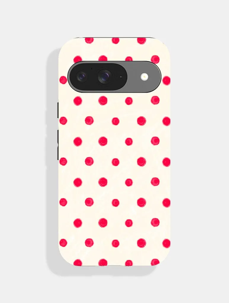Red And Cream Painted Polka Dot Ultra Protective Google Pixel Case sold by Skinnydip London