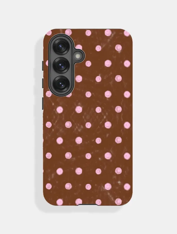 Pink And Brown Painted Polka Dot Ultra Protective Samsung Case sold by Skinnydip London