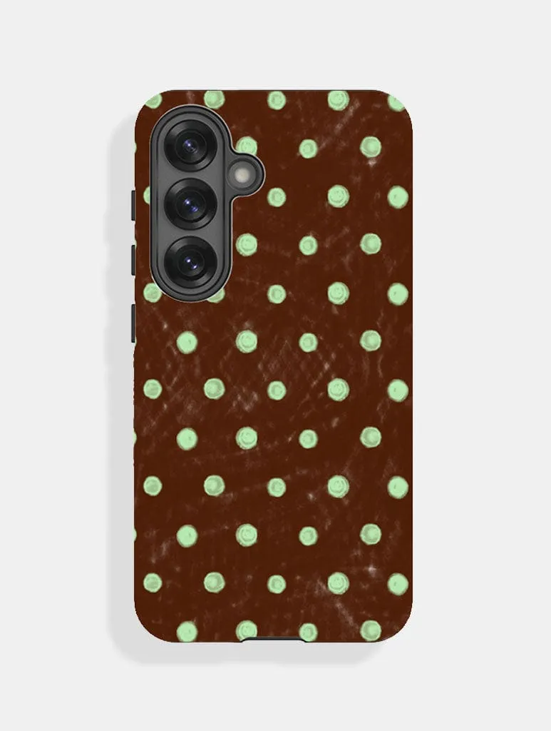 Mint And Brown Painted Polka Dot Ultra Protective Samsung Case sold by Skinnydip London