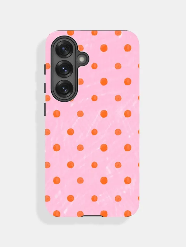Orange And Pink Painted Polka Dot Ultra Protective Samsung Case sold by Skinnydip London
