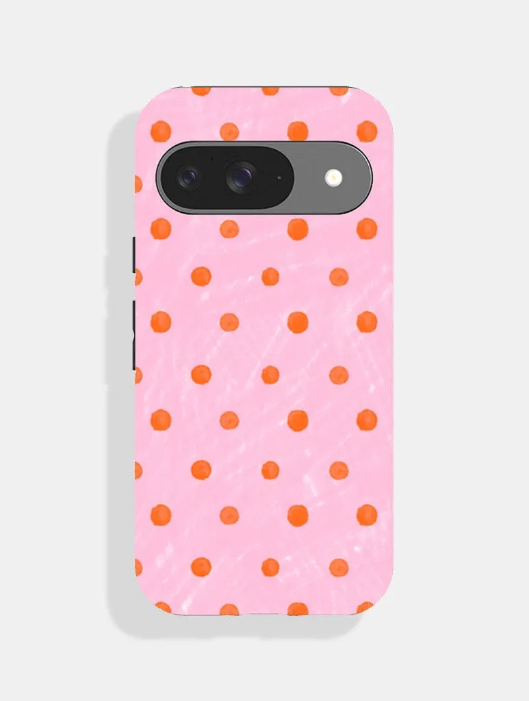 Orange And Pink Painted Polka Dot Ultra Protective Google Pixel Case sold by Skinnydip London
