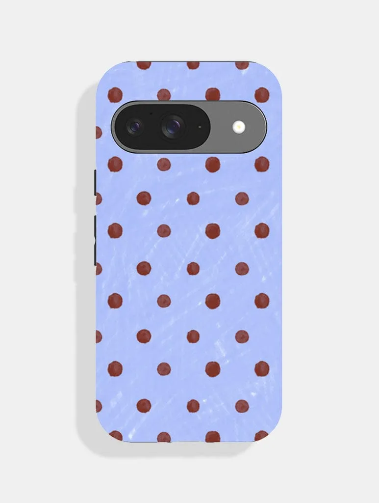 Brown and Blue Painted Polka Dot Ultra Protective Google Pixel Case sold by Skinnydip London