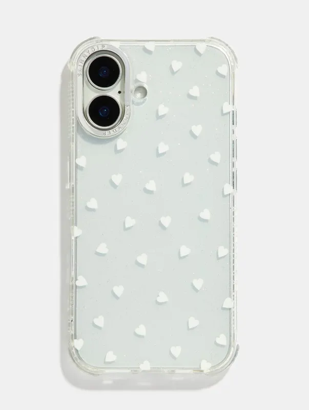 White Ditsy Hearts Shock iPhone Case sold by Skinnydip London