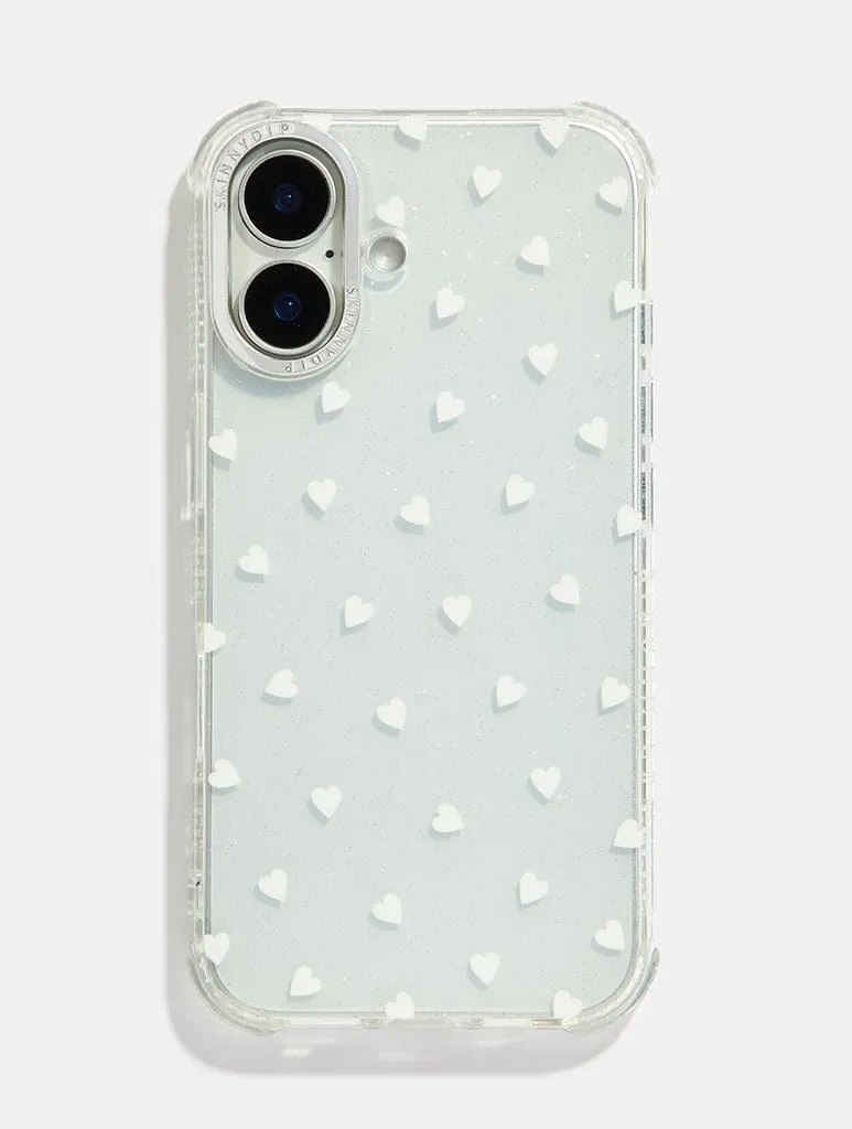 White Ditsy Hearts Shock iPhone Case sold by Skinnydip London