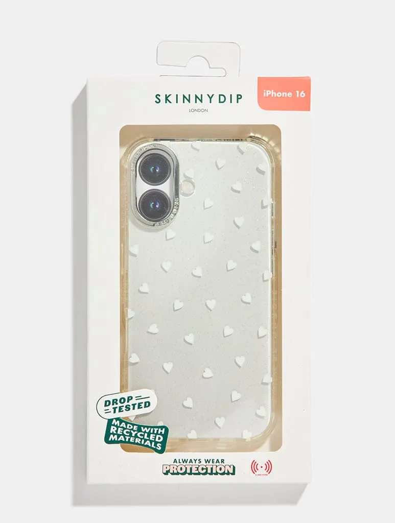 White Ditsy Hearts Shock iPhone Case sold by Skinnydip London product image thumbnail 4