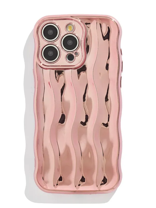 Rose Gold Chrome Ripple iPhone Case. sold by Skinnydip London