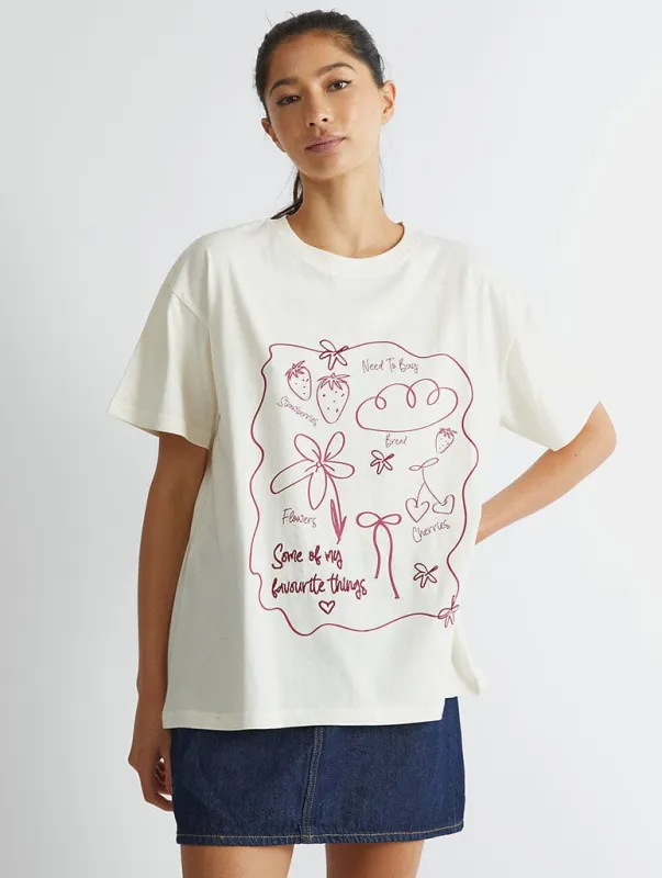 Favourite Things Doodle T-Shirt sold by Skinnydip London