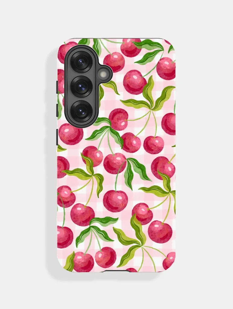 Wild Cherry Gingham Ultra Protective Samsung Galaxy Case sold by Skinnydip London