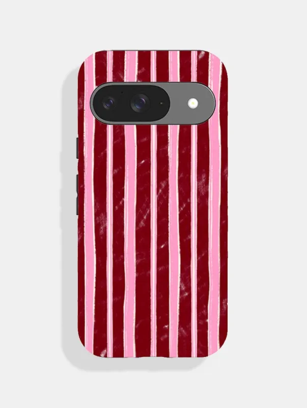 Pink And Burgundy Sketchy Stripes Ultra Protective Google Pixel Case sold by Skinnydip London