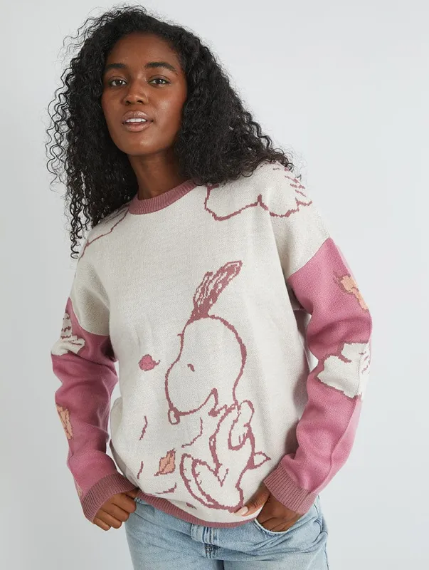 Peanuts x Skinnydip Snoopy Varsity Knitted Jumper sold by Skinnydip London