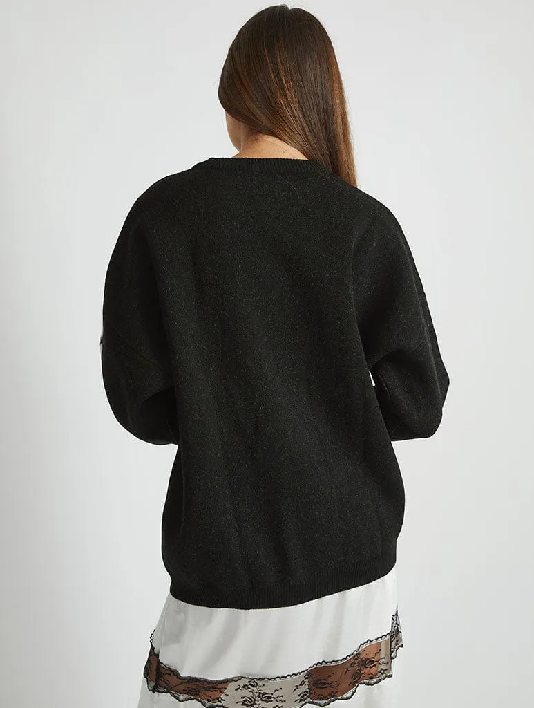 Peanuts x Snoopy Flower Black Knitted Jumper sold by Skinnydip London product image thumbnail 5