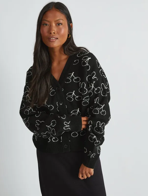 Miffy x Skinnydip Knitted Cardigan in Black sold by Skinnydip London