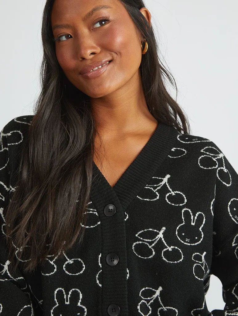 Miffy x Skinnydip Knitted Cardigan in Black sold by Skinnydip London product image thumbnail 3