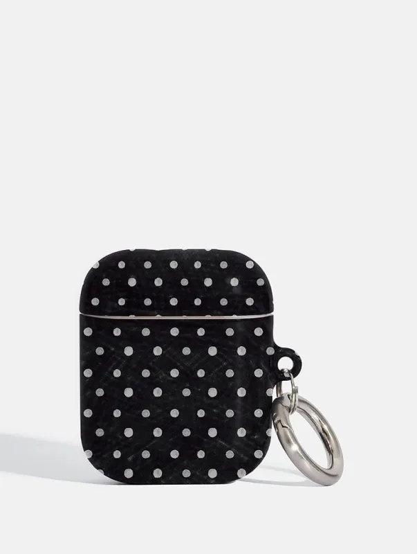 Black and White Painted Polka Dot Airpods Case sold by Skinnydip London