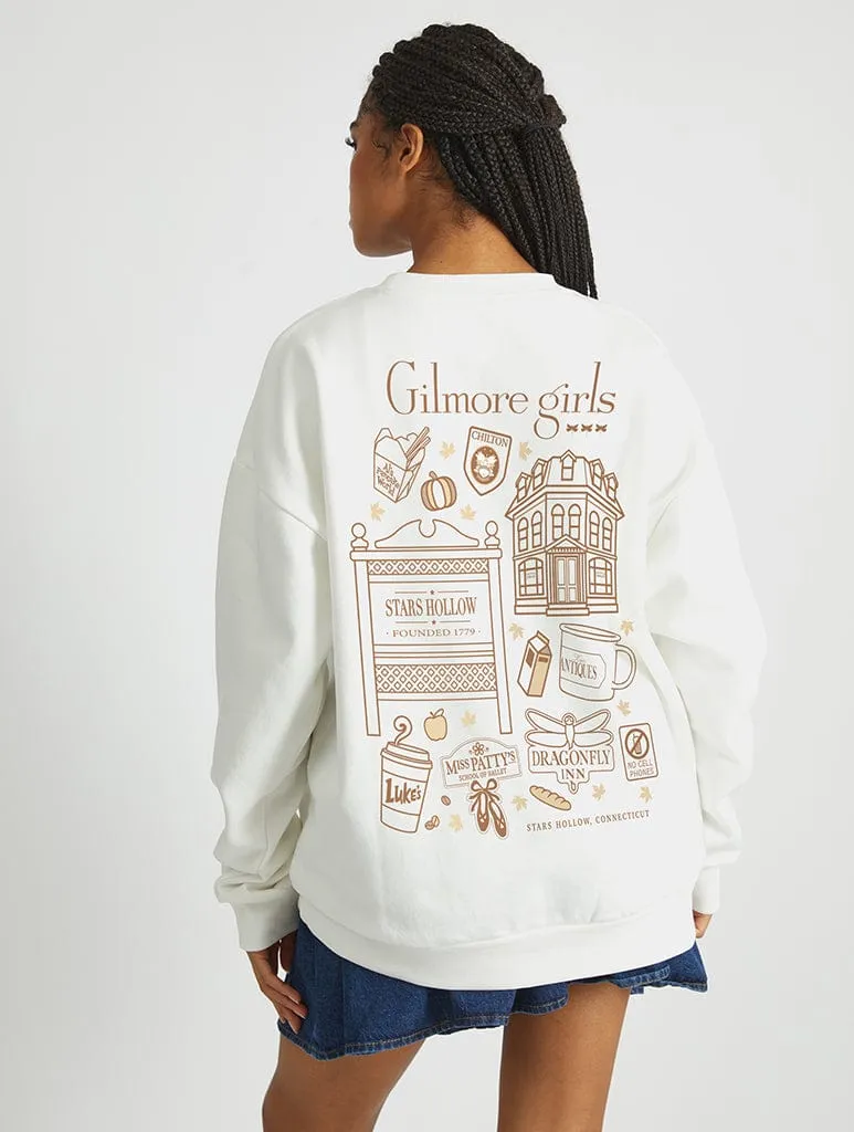 Gilmore Girls x Skinnydip Stars Hollow Sweatshirt In White sold by Skinnydip London