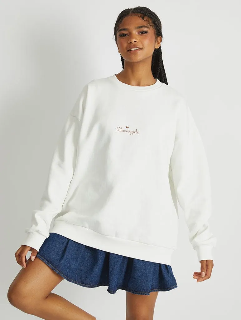 Gilmore Girls x Skinnydip Stars Hollow Sweatshirt In White sold by Skinnydip London product image thumbnail 2